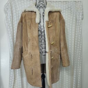 Synergy Leather Sherpa Oversized Coat Size Small Vintage 80s